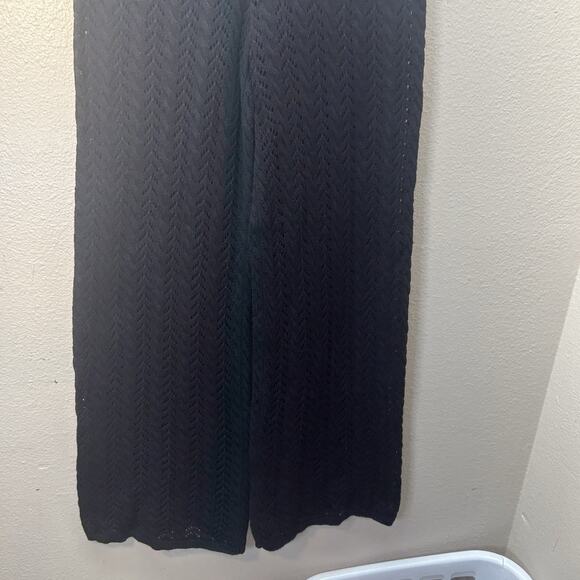 Lulus Black Knit Sheer Crochet Beach Swim Coverup Pants Boho Festival Size Small - Picture 5 of 9